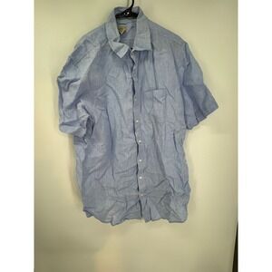 LL Bean Mens XL T Slightly Fitted Light Blue Linen Short Sleeve Button‎ Up Shirt